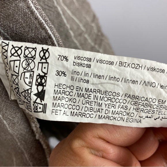 PULL & Bear Tan Striped Linen Viscose Blend Open Blazer Small - Picture 7 of 10